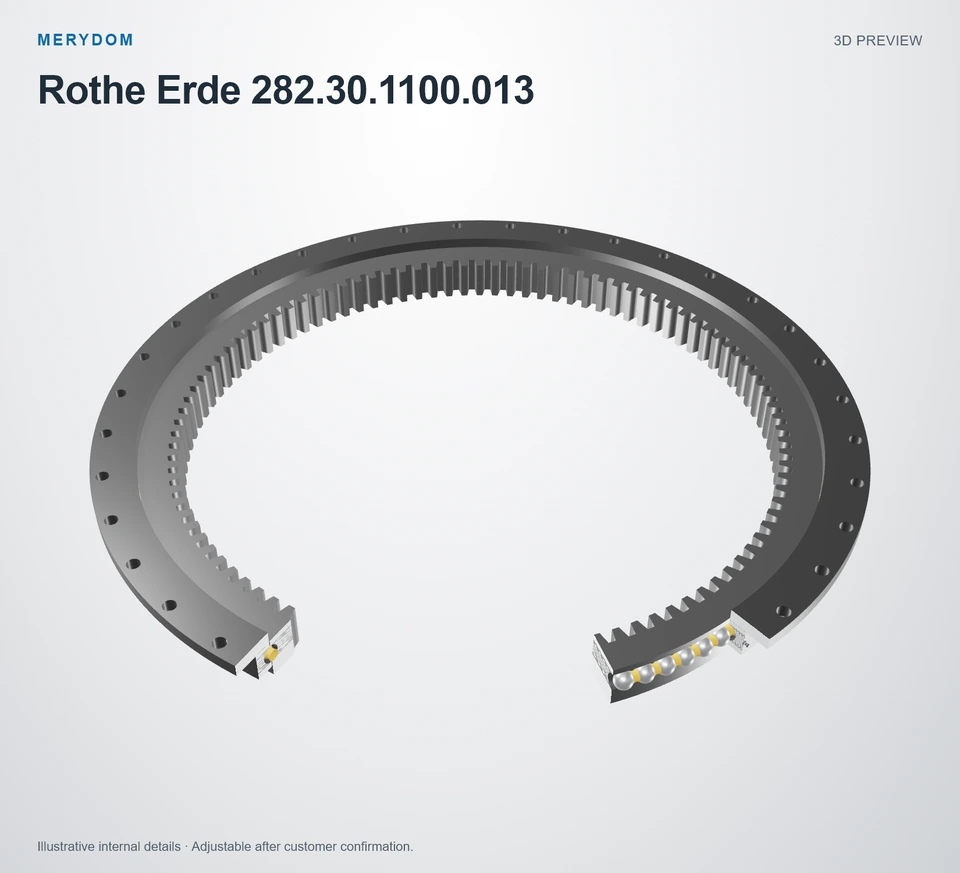 3D model preview of the MERYDOM replacement slewing bearing for Rothe Erde 282.30.1100.013.