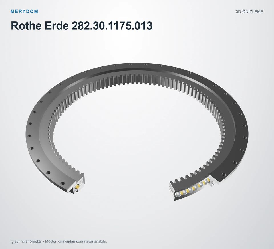 Rothe Erde 282.30.1175.013 için MERYDOM muadil döner tabla rulmanının 3D model önizlemesi.