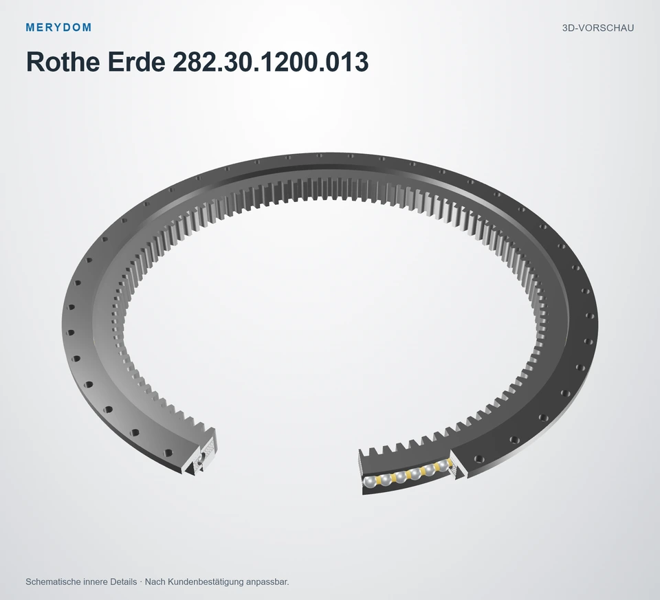 Vorschau des 3D-Modells des MERYDOM-Ersatzdrehkranzes für Rothe Erde 282.30.1200.013.