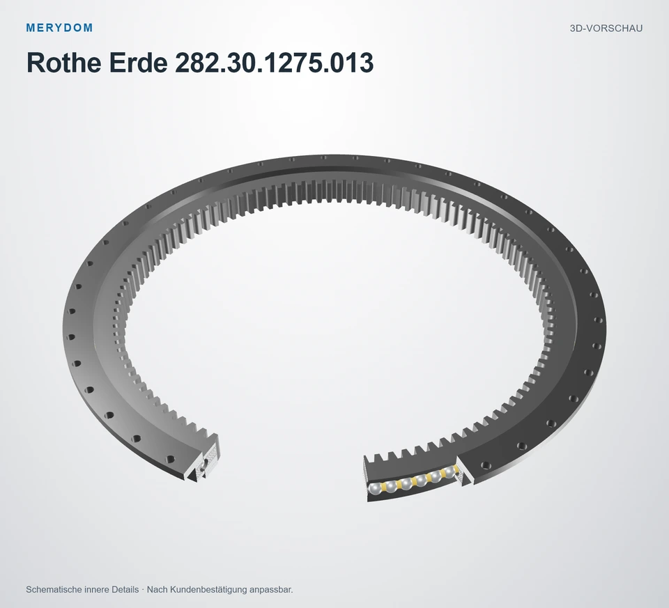 Vorschau des 3D-Modells des MERYDOM-Ersatzdrehkranzes für Rothe Erde 282.30.1275.013.