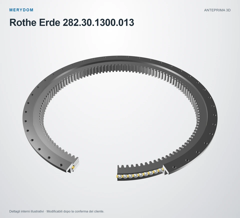 Anteprima del modello 3D del cuscinetto di rotazione sostitutivo MERYDOM per Rothe Erde 282.30.1300.013.
