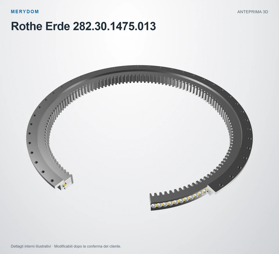 Anteprima del modello 3D del cuscinetto di rotazione sostitutivo MERYDOM per Rothe Erde 282.30.1475.013.