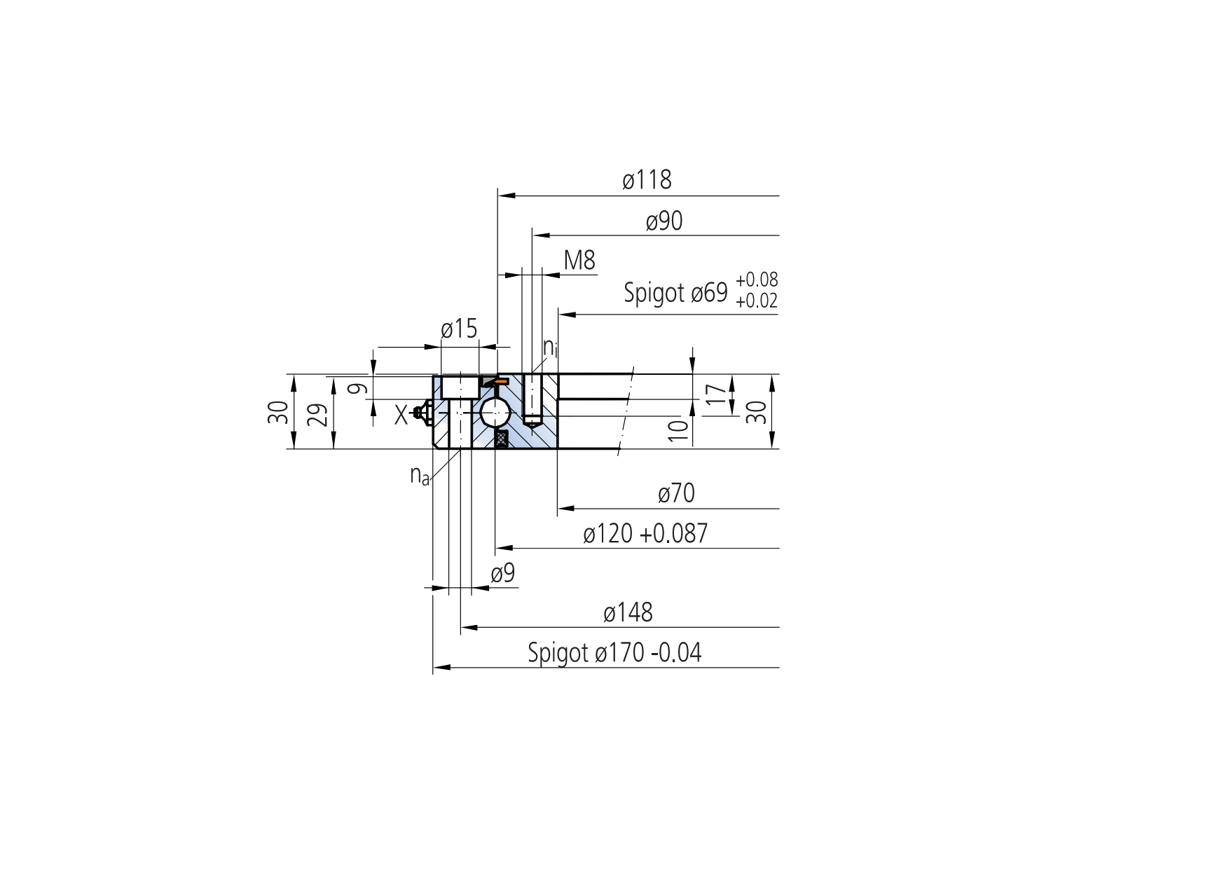 IMO 10-12 0120/0-03659 slewing bearing replacement dimensional drawing