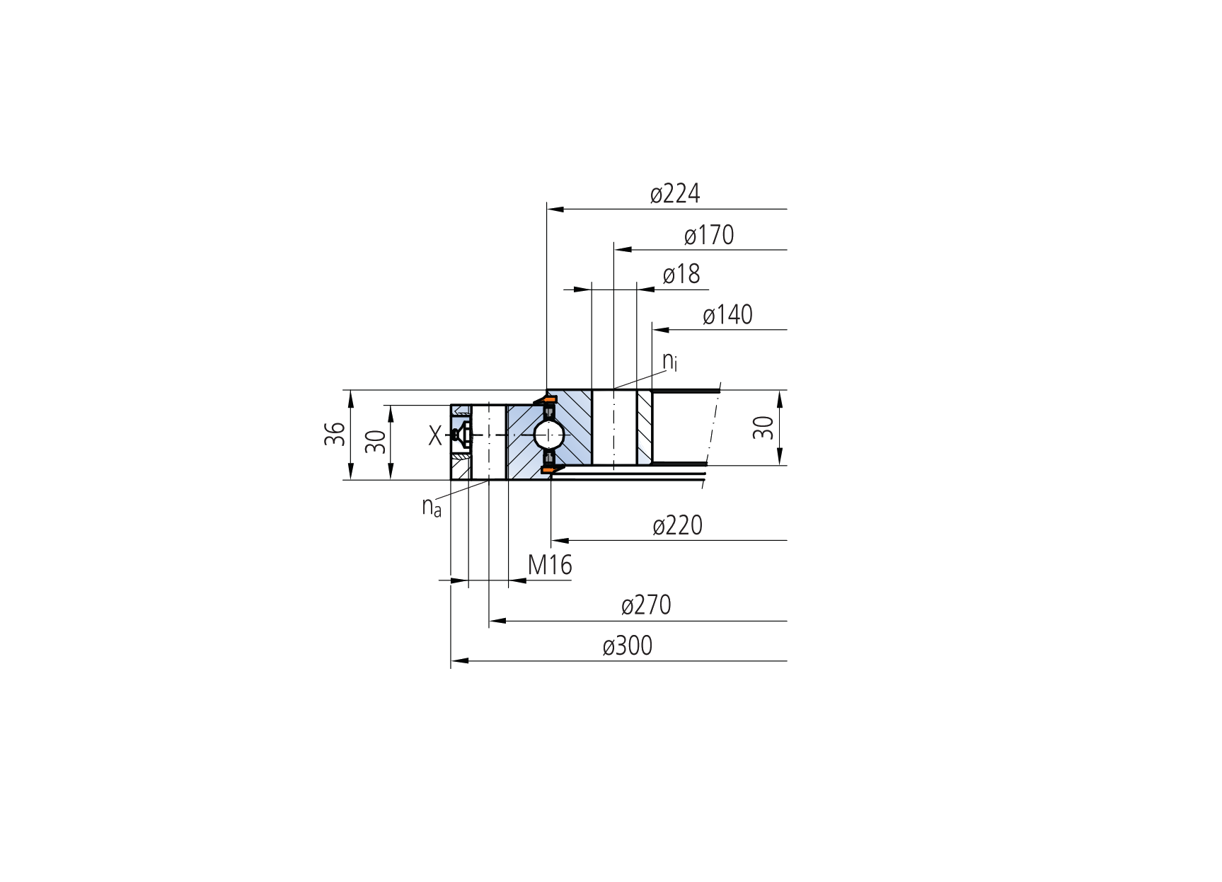 IMO 10-12 0222/0-02710 slewing bearing replacement dimensional drawing