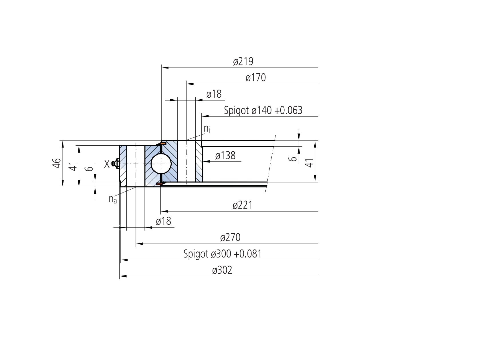 IMO 10-20 0220/0-03351 slewing bearing replacement dimensional drawing