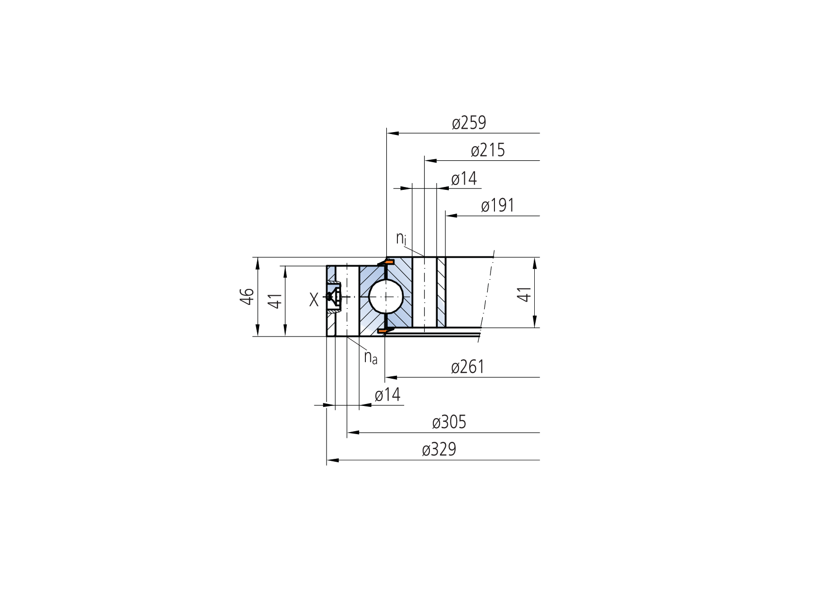 IMO 10-20 0260/0-02448 slewing bearing replacement dimensional drawing