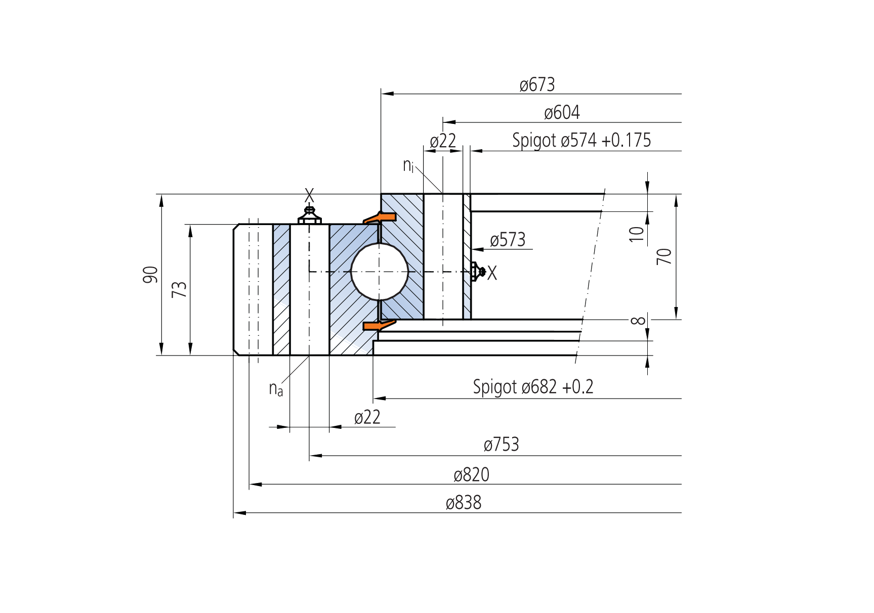 IMO 11-32 0675/2-03771 slewing bearing replacement dimensional drawing