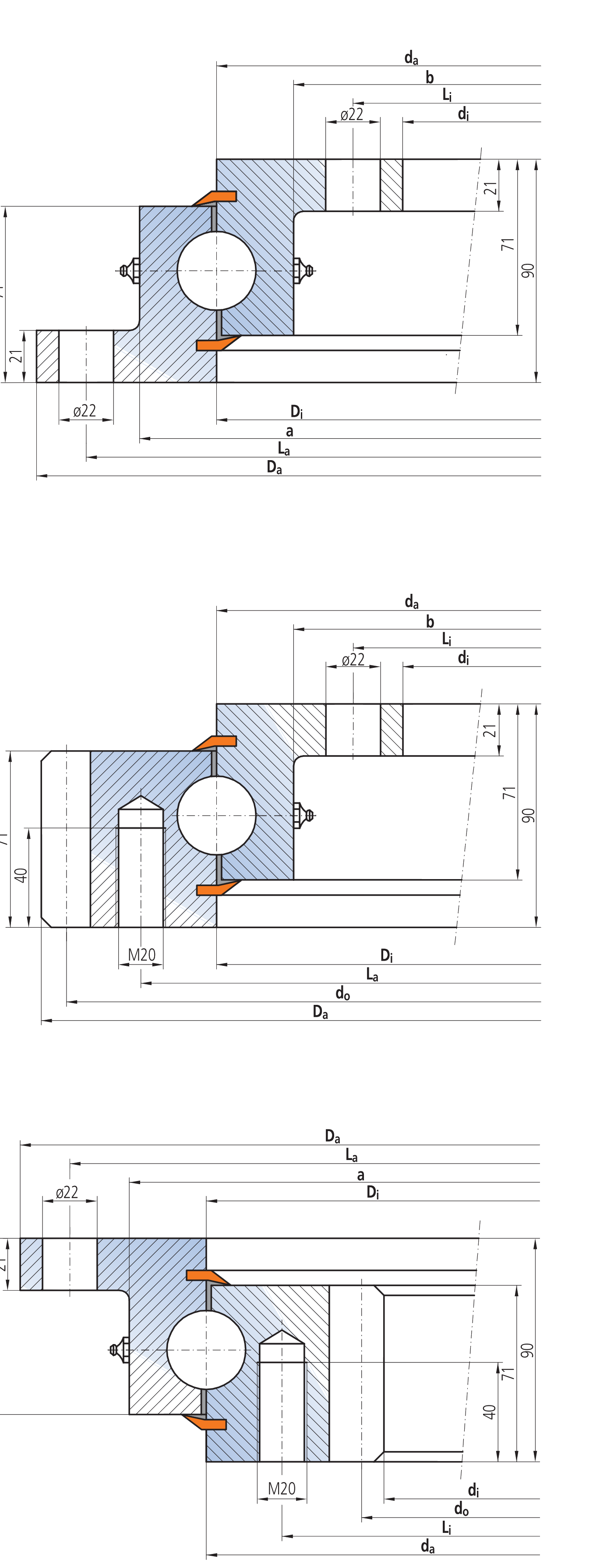IMO 90-32 1255/0-06045 slewing bearing replacement dimensional drawing