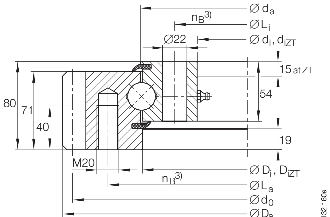 INA VSA 250855 N slewing bearing replacement dimensional drawing