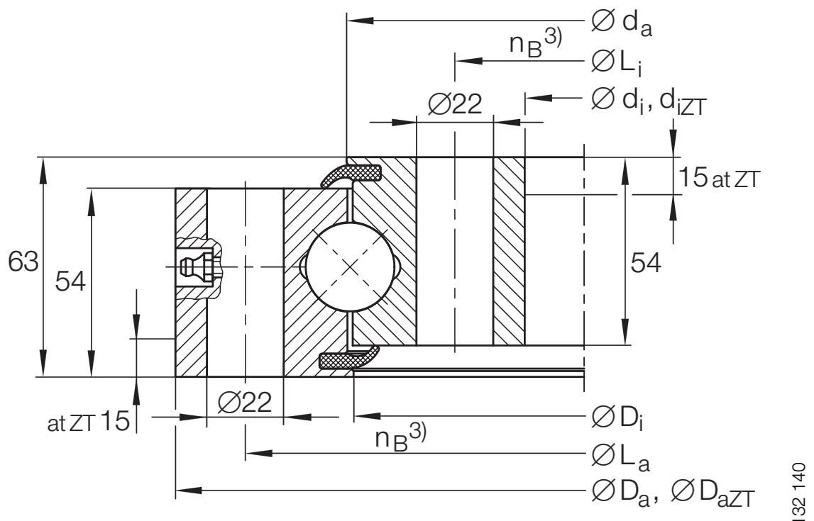 INA VSU 250955 slewing bearing replacement dimensional drawing