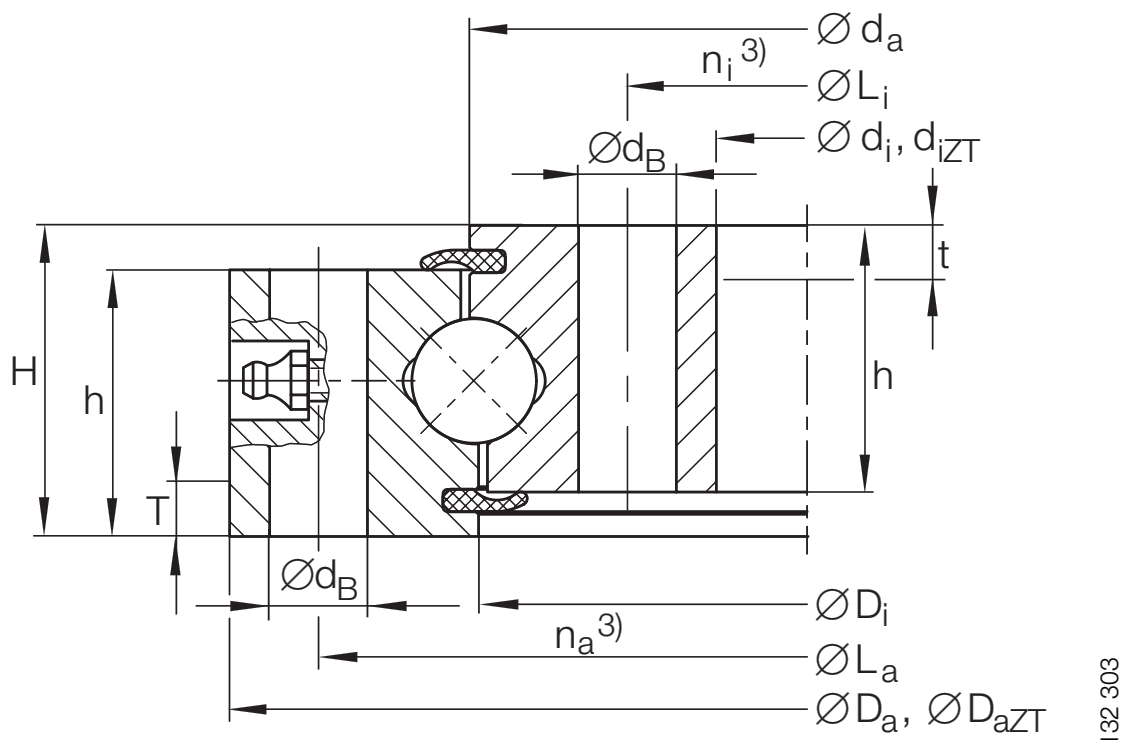 INA VU 360680 slewing bearing replacement dimensional drawing