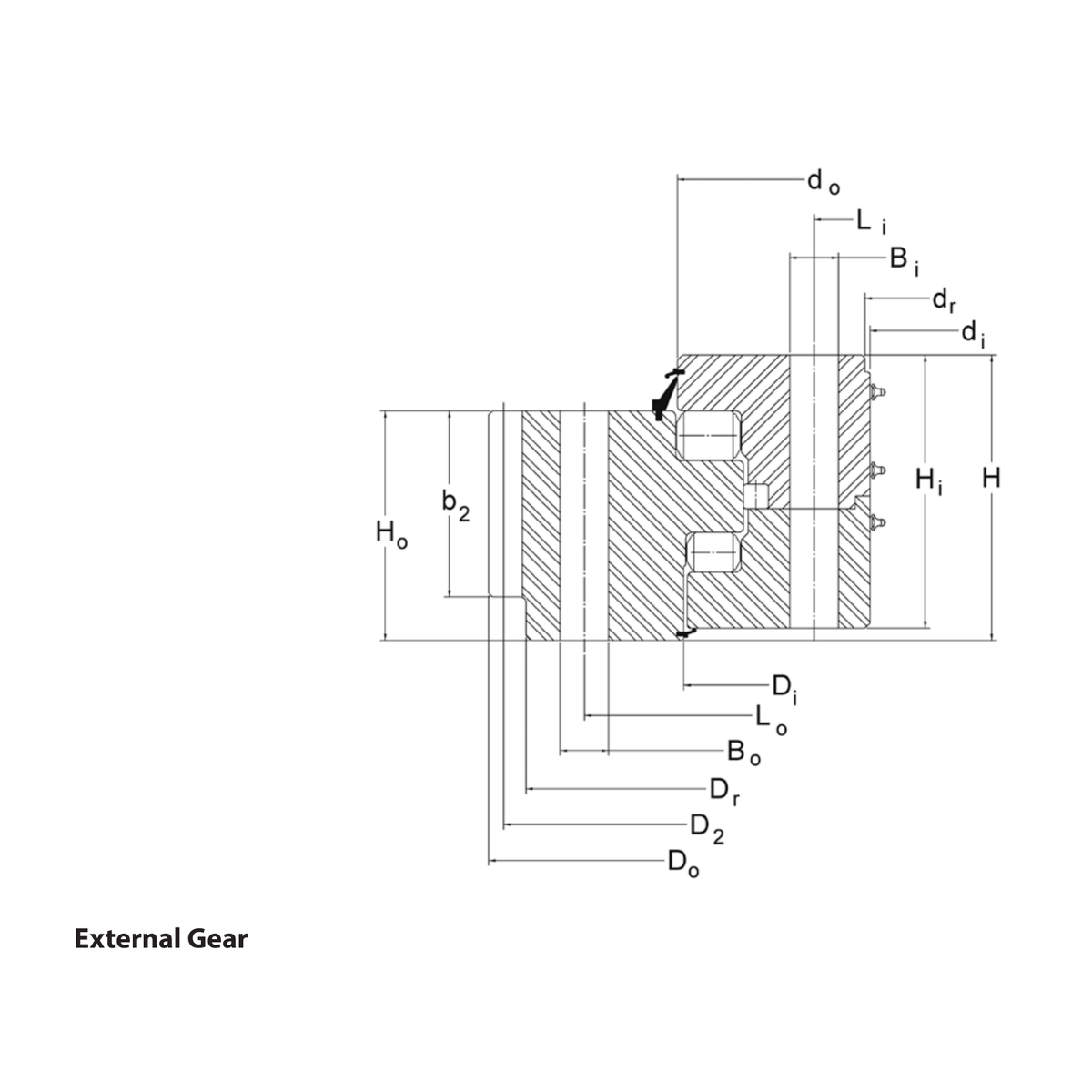 Kaydon Tr Series External gear outline drawing