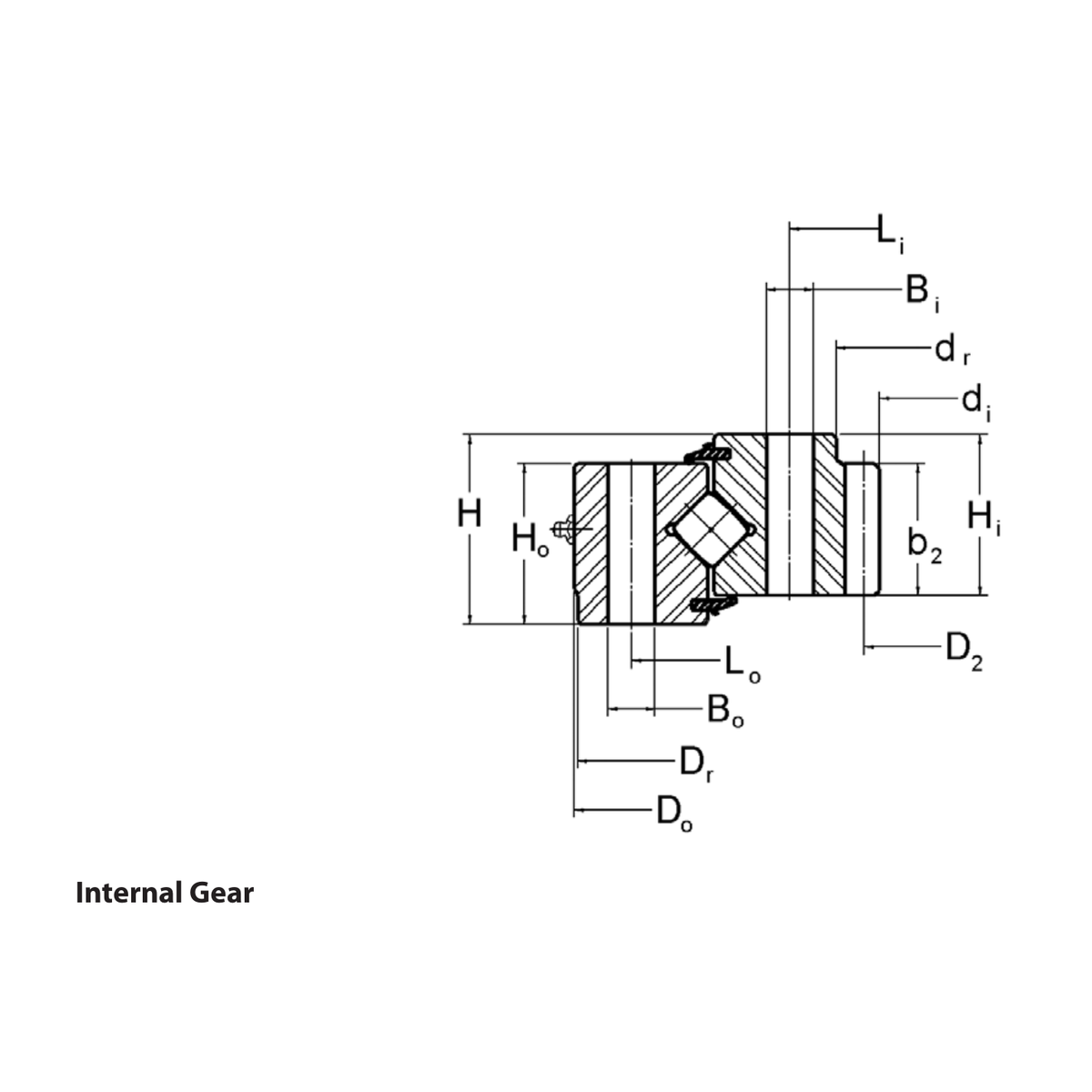 Kaydon Xr Series Engrenagem interna outline drawing