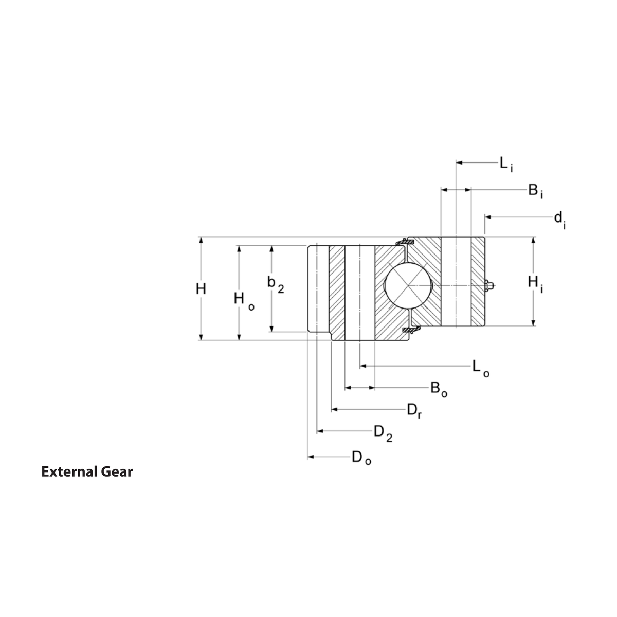 Kaydon Xt Series External gear outline drawing