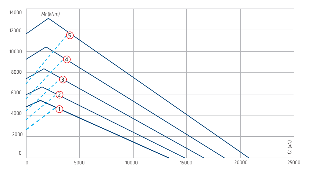 Gráfico de capacidad de carga de la serie Vri-25