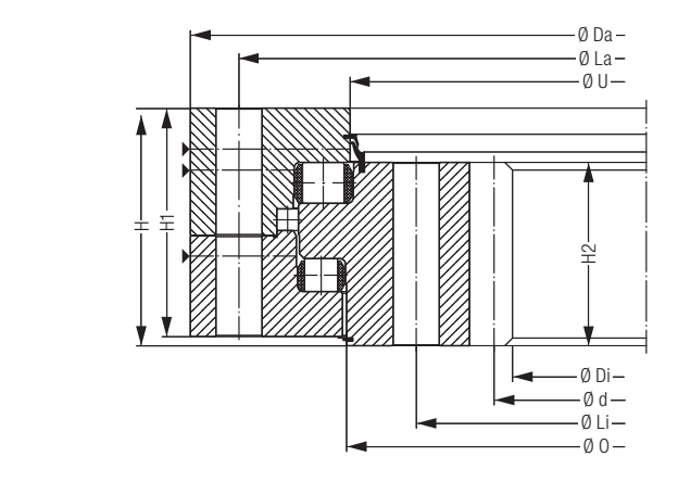 Disegno di ingombro dal catalogo OEM per Liebherr ROD01250-021DJ15-900-000