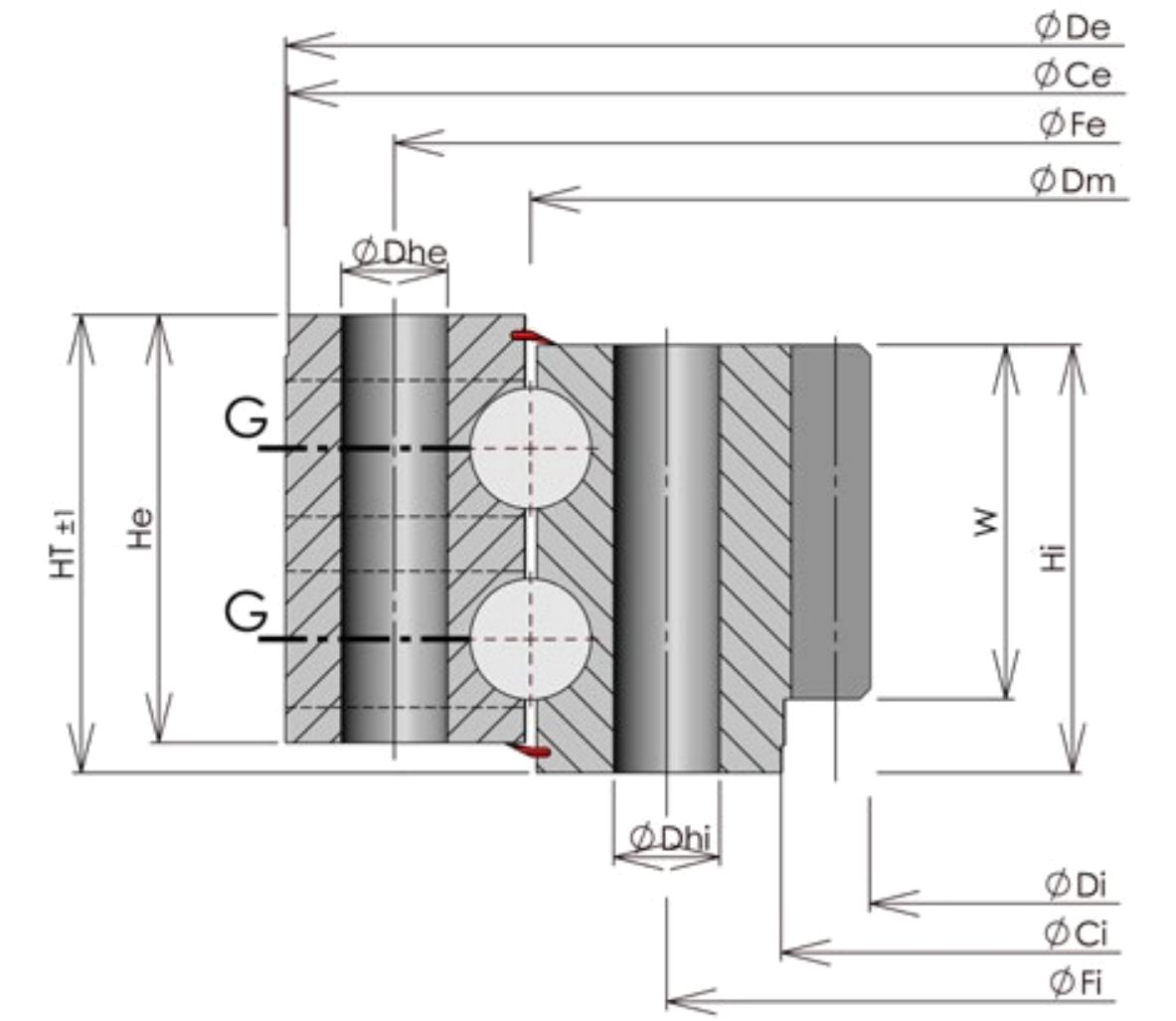 ROLLIX 12-1470-01 slewing bearing replacement dimensional drawing