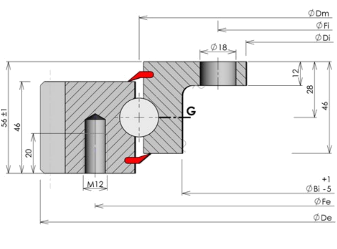 ROLLIX 27-0411-01 slewing bearing replacement dimensional drawing