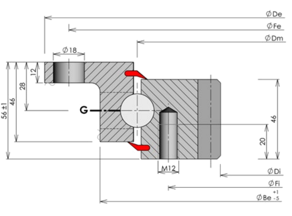 ROLLIX 28-0411-01 slewing bearing replacement dimensional drawing