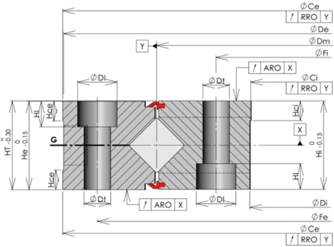 ROLLIX 88-0228-00 slewing bearing replacement dimensional drawing