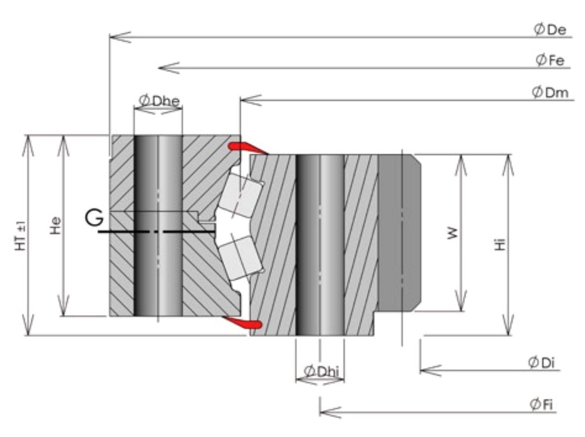 ROLLIX 74-2000-00 slewing bearing replacement dimensional drawing