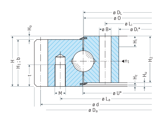 Rothe Erde 061.20.0944.500.01.1503 slewing bearing replacement dimensional drawing