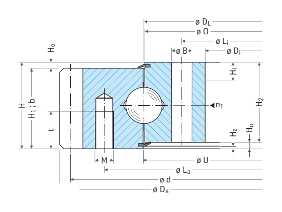 Rothe Erde 061.20.0414.575.01.1403 slewing bearing replacement dimensional drawing