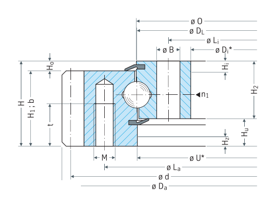 Rothe Erde 061.25.1355.500.11.1503 slewing bearing replacement dimensional drawing