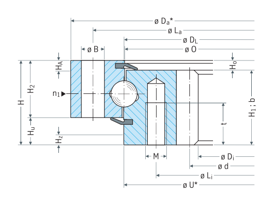 Rothe Erde 062.25.1255.500.11.1503 slewing bearing replacement dimensional drawing