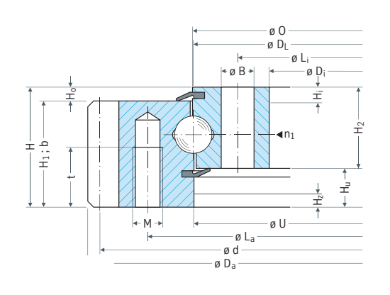 Rothe Erde 061.25.1455.575.11.1403 slewing bearing replacement dimensional drawing