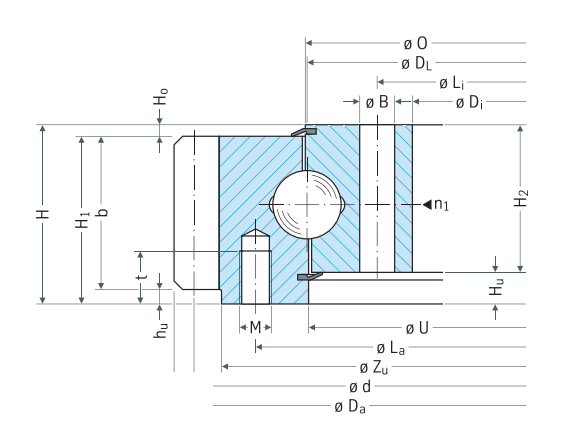 Rothe Erde 061.25.0980.108.21.1504 slewing bearing replacement dimensional drawing