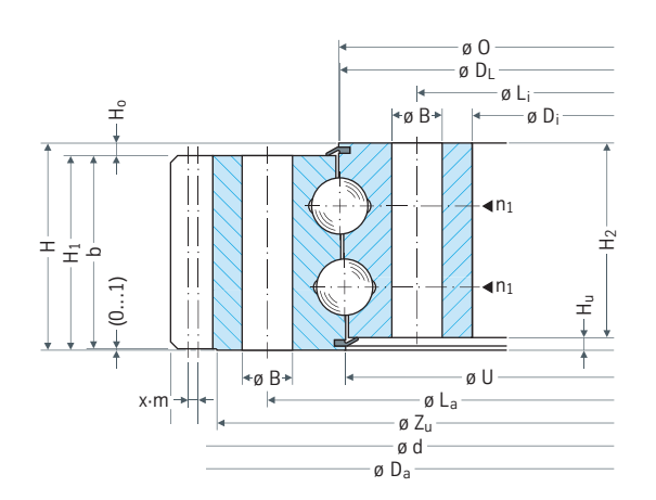 Rothe Erde 091.25.1154.990.11.1503 slewing bearing replacement dimensional drawing