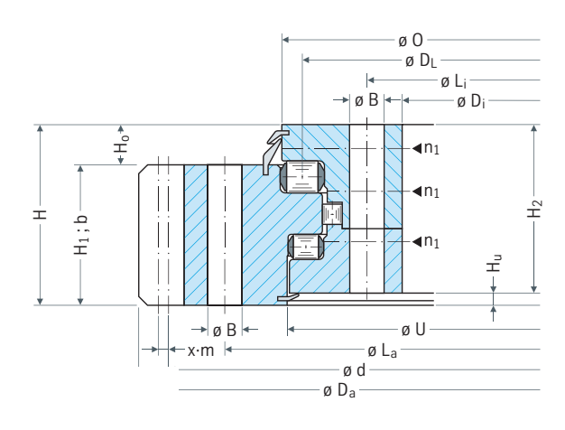 Rothe Erde 191.50.4500.990.41.1502 slewing bearing replacement dimensional drawing