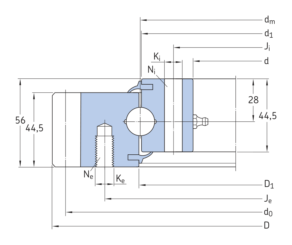 Desenho de contorno de origem do catálogo OEM para SKF RKS.061.20.0644