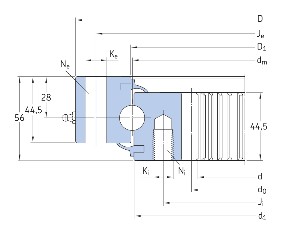 Disegno di ingombro dal catalogo OEM per SKF RKS.062.20.0414