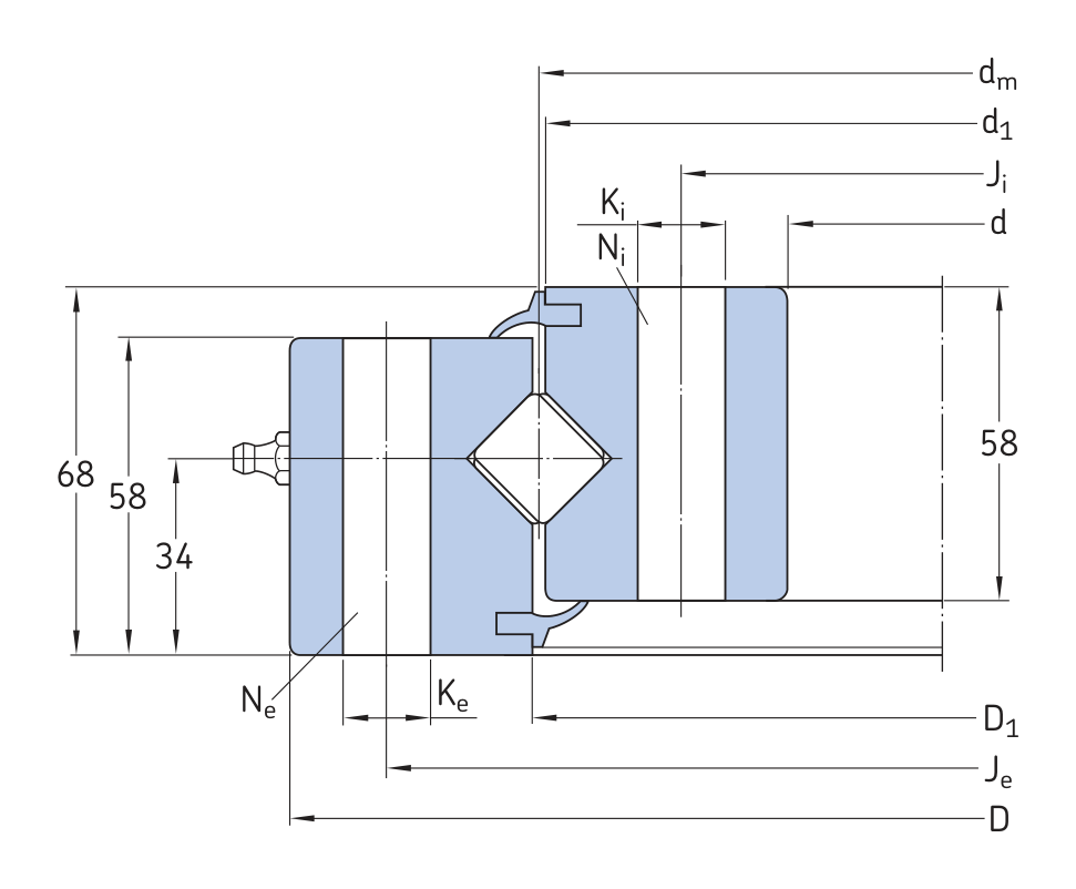 Desenho de contorno de origem do catálogo OEM para SKF RKS.160.16.1204