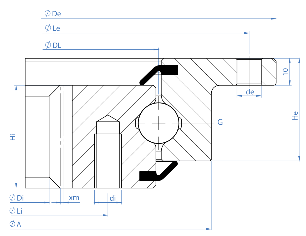 Tibet Makina 0844I-12B-101 slewing bearing replacement dimensional drawing