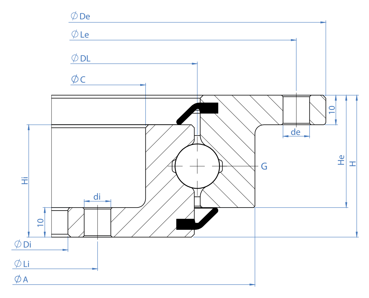 Tibet Makina 0644R-12B-102 slewing bearing replacement dimensional drawing