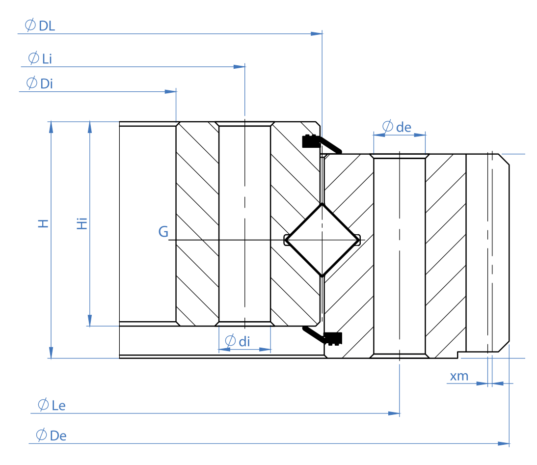 Tibet Makina 1050E-12R-100 slewing bearing replacement dimensional drawing