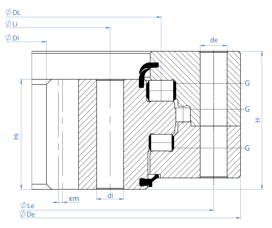 Tibet Makina 3149I-12R-301 slewing bearing replacement dimensional drawing