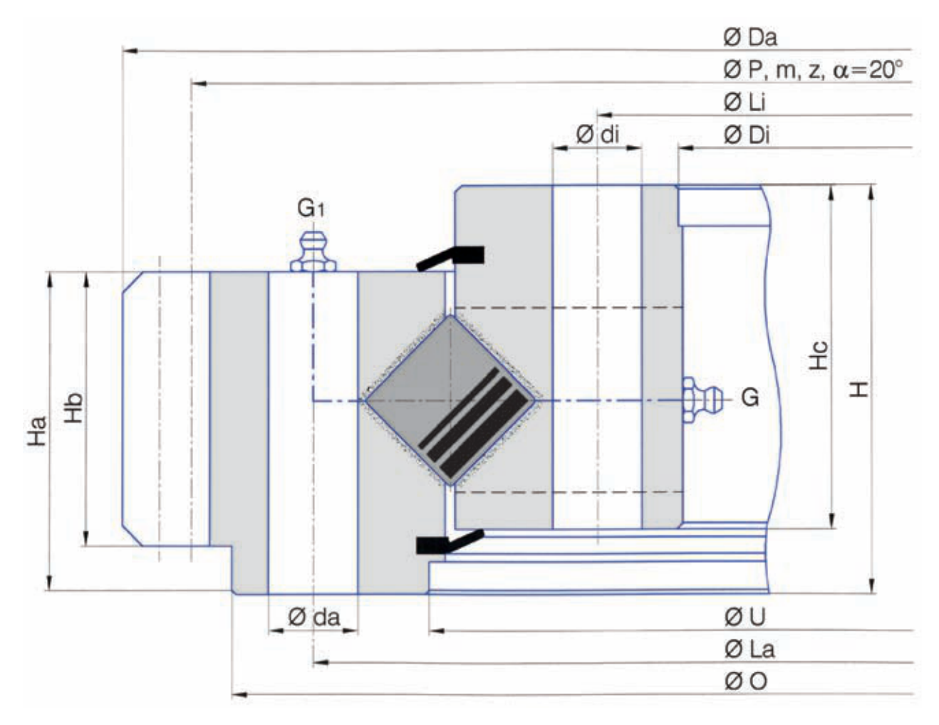 Torriani Gianni E.1805.45.17.D.3-R slewing bearing replacement dimensional drawing