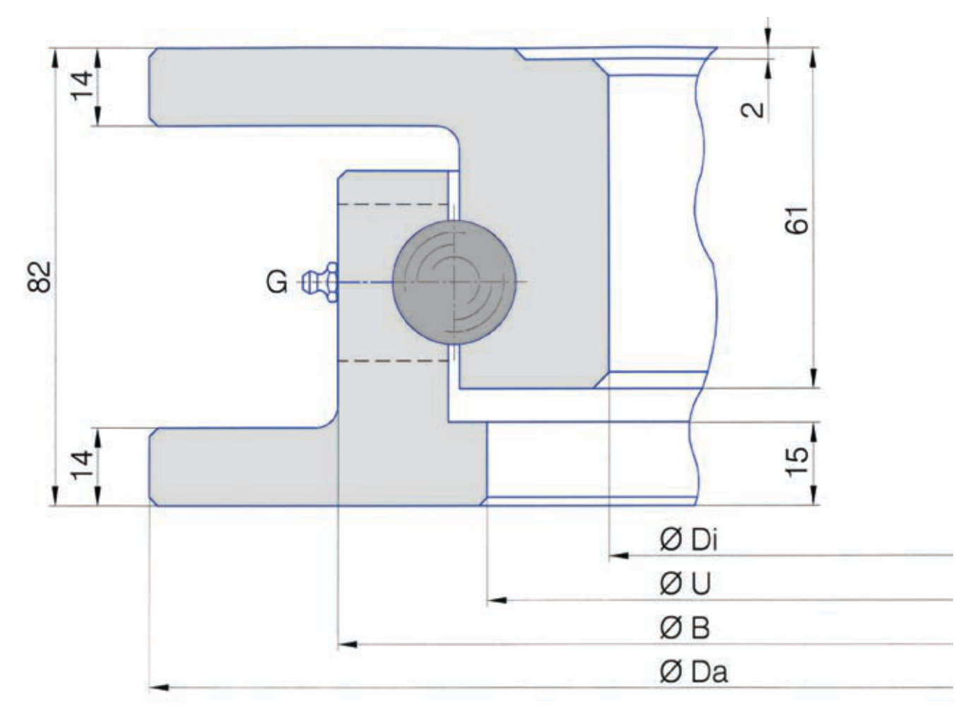 Torriani Gianni I.1000.22.00.A/SD slewing bearing replacement dimensional drawing