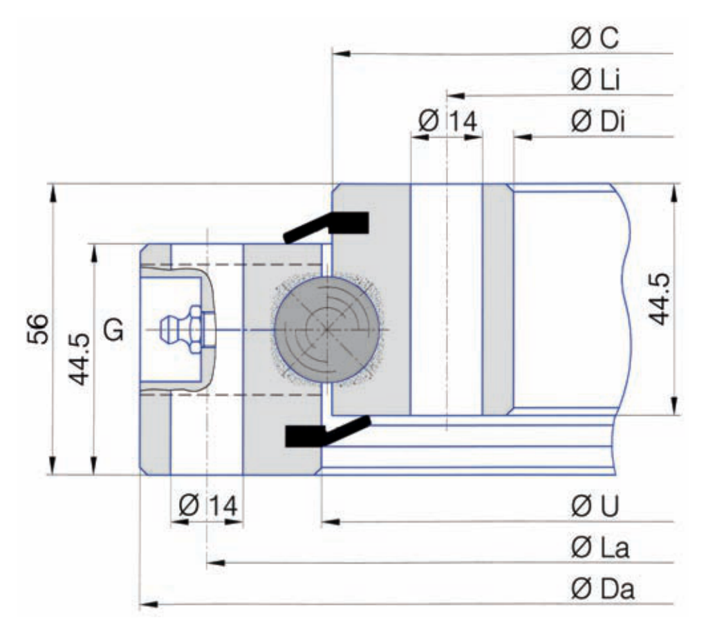 Torriani Gianni SD.1166.20.00.B slewing bearing replacement dimensional drawing