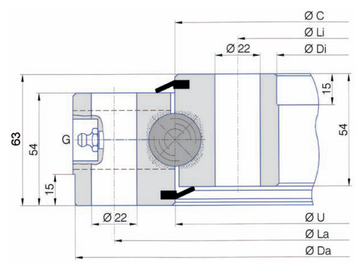 Torriani Gianni SD.1055.25.00.B slewing bearing replacement dimensional drawing