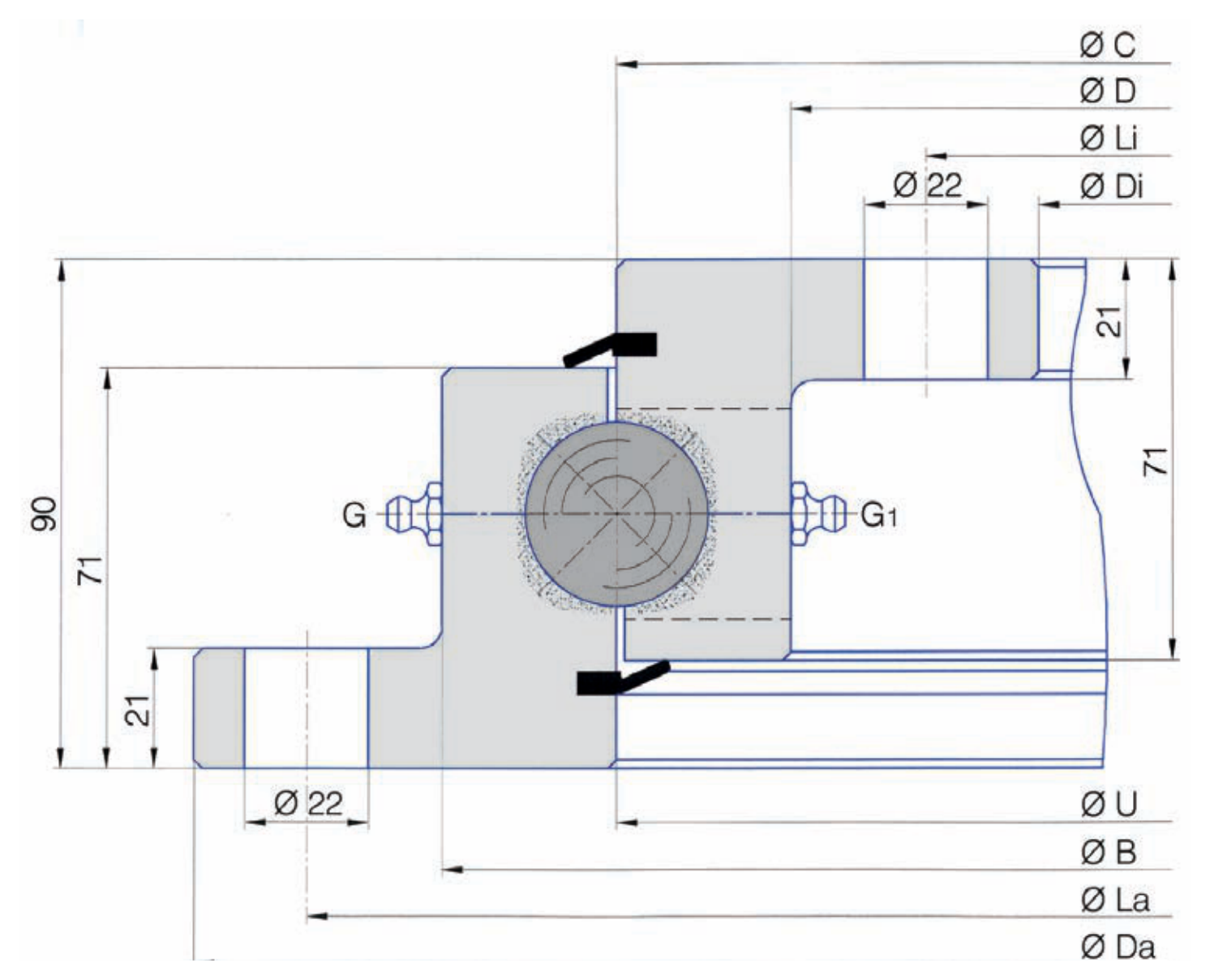 Torriani Gianni SD.1200.32.00.C slewing bearing replacement dimensional drawing